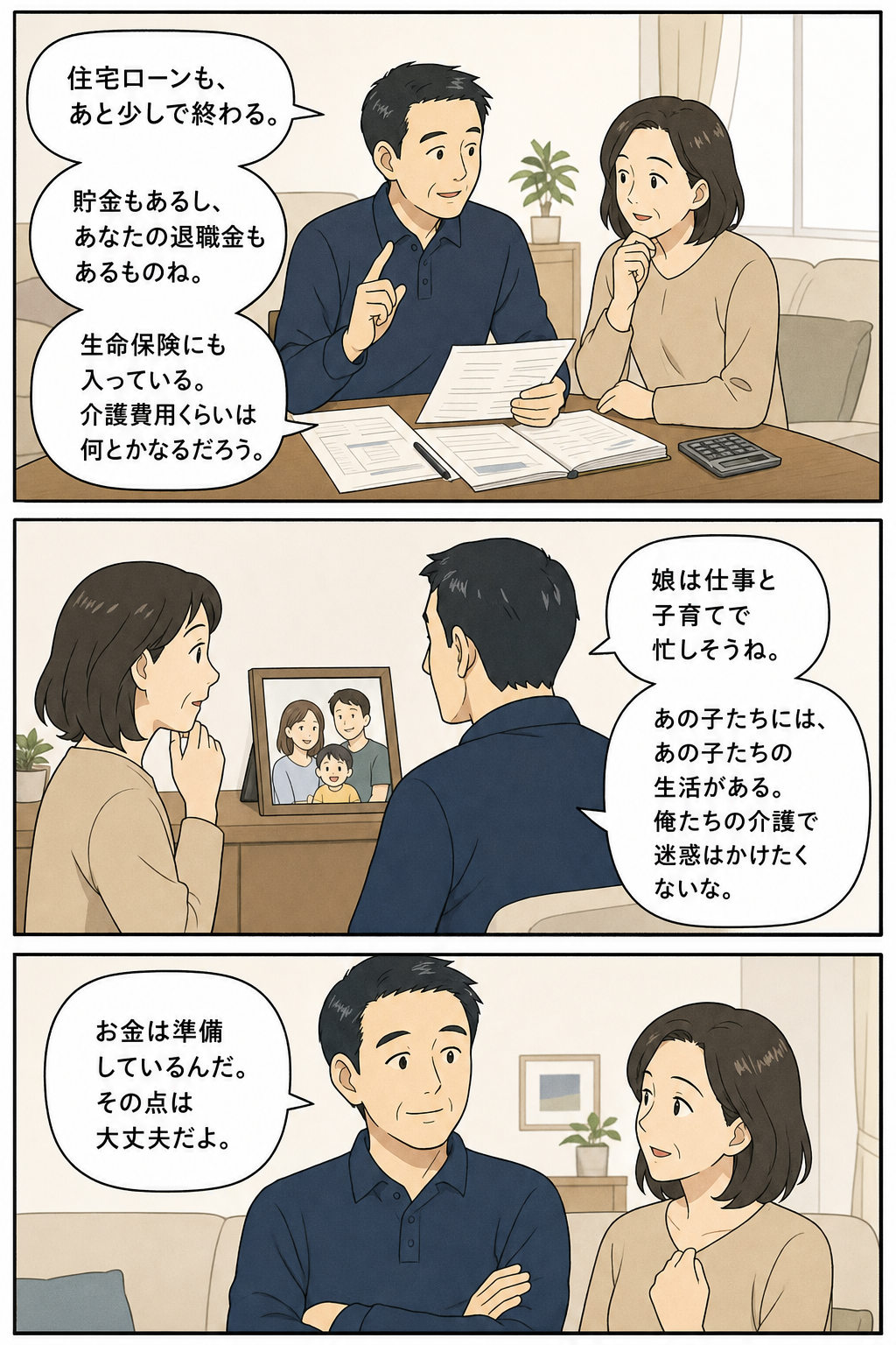 休日、自宅で交わした老後の話