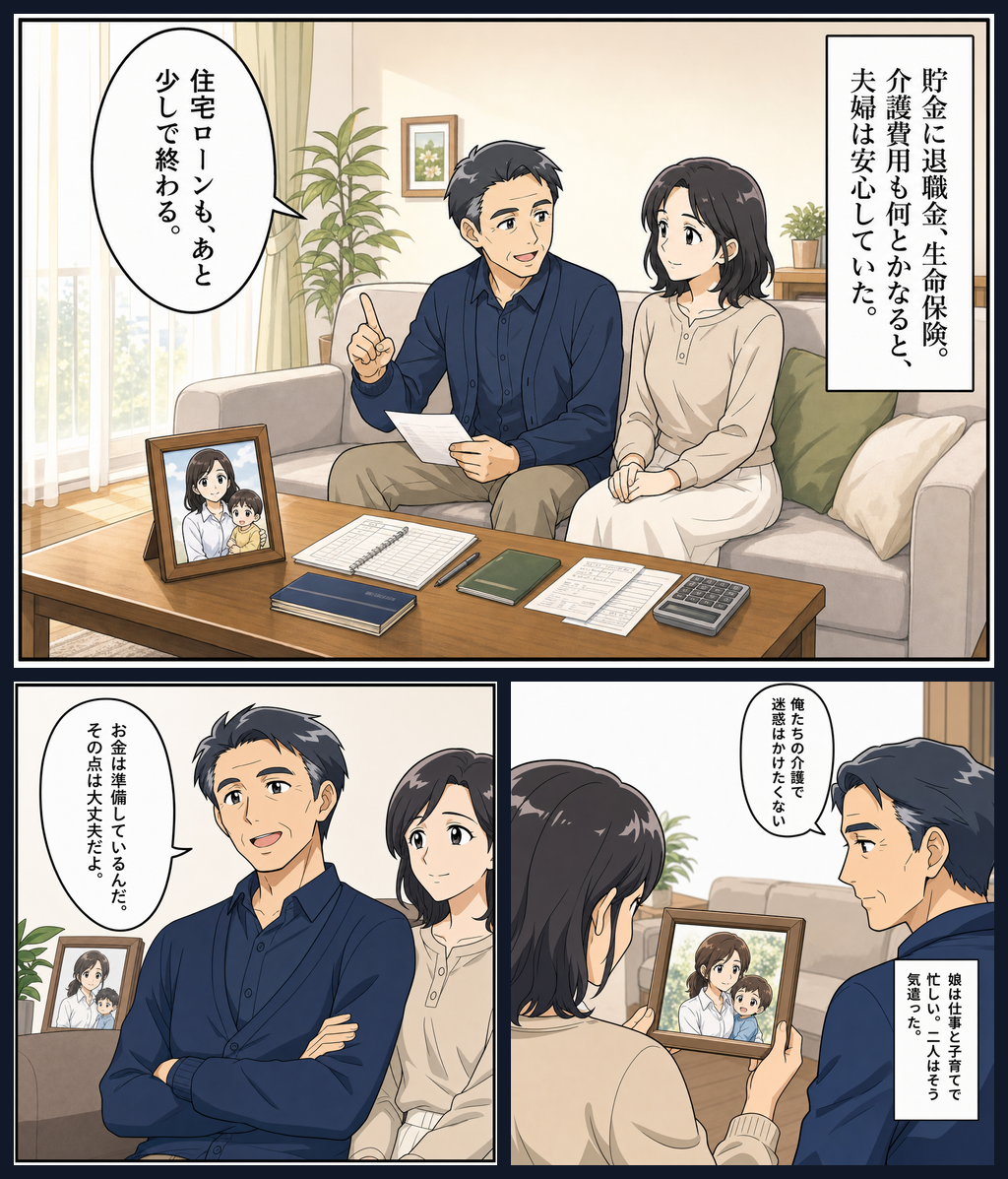 休日、自宅で交わした老後の話